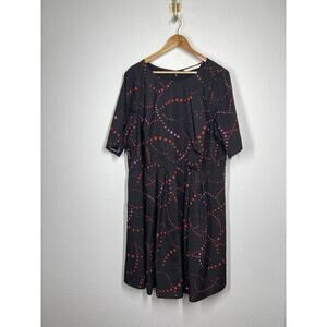 Wayward Fancies EShakti Heart Print Fit And Flare Dress 3X- 26W Black